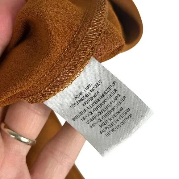 BHLDN Sachin & Babi Cali Golden Rod Cowl Neck Sleeveless Satin Slip Midi Dress 8 - Picture 7 of 8